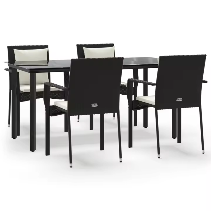 vidaXL Set de muebles jardín 5 pzas con cojines ratán sintético negro - 1