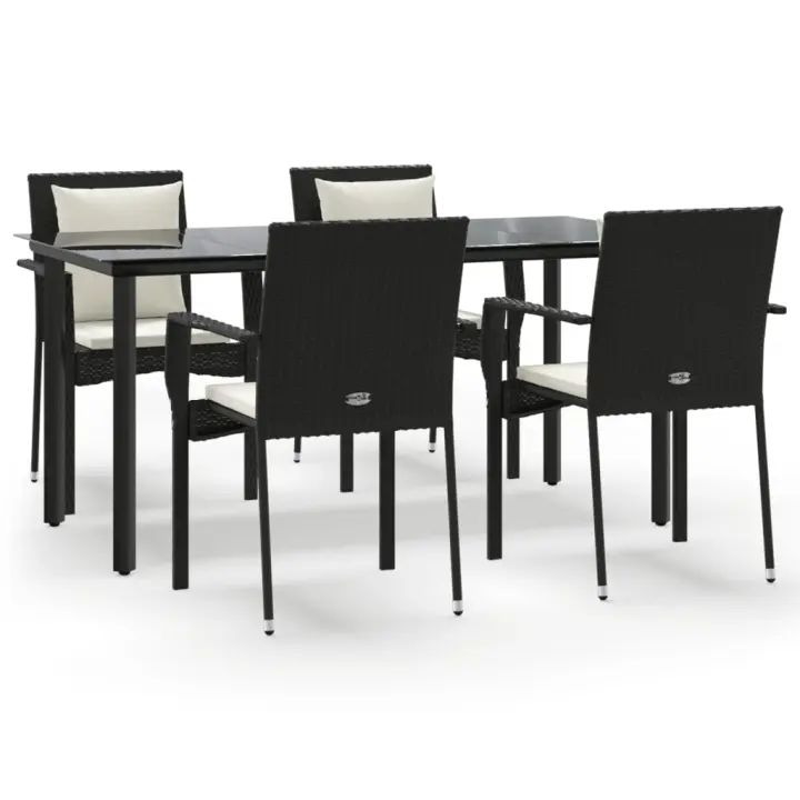 vidaXL Set de muebles jardín 5 pzas con cojines ratán sintético negro - 1