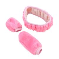 Cubierta De Volante Y Freno De Mano Para Coche En Peluche Gruesa Y Suave Decorativa Protectora Para Hombres Y Mujeres Color Negro Rosa - details 2