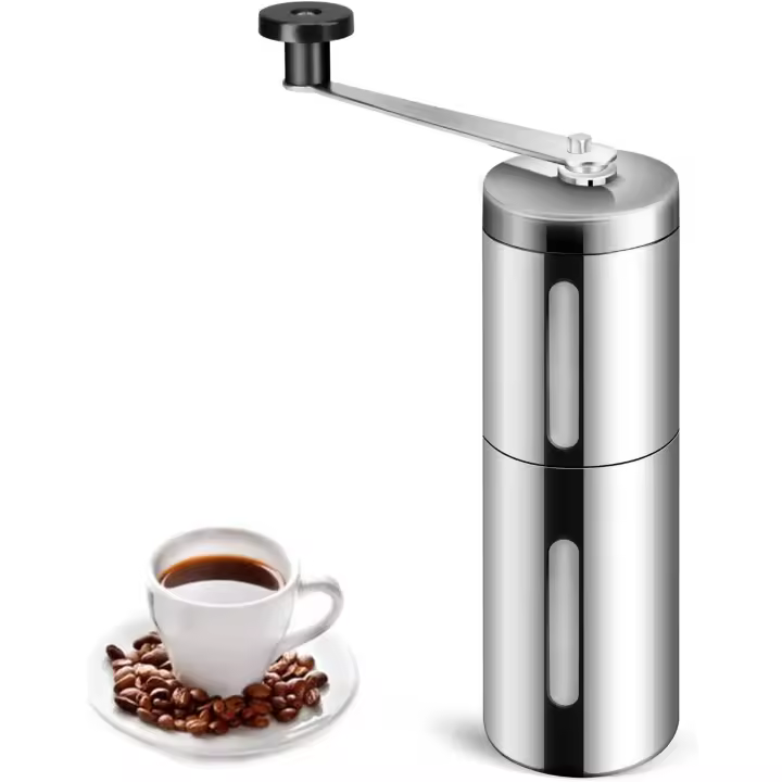 HY Molinillo de Café Manual, Molino de Café de Acero Inoxidable, Moledora Cafe Manual Regulable, Coffee Grinder Acero Inoxidable, Molinillo de Granos de Café, Adecuado Expreso, Plata - 1
