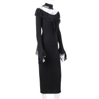 Xeemilo Vestido Largo De Noche Elegante Con Encaje Y Manga Larga Para Mujer Vestido De Fiesta Club Sexy Con Cuello Redondo Y Corte Slim - details 8