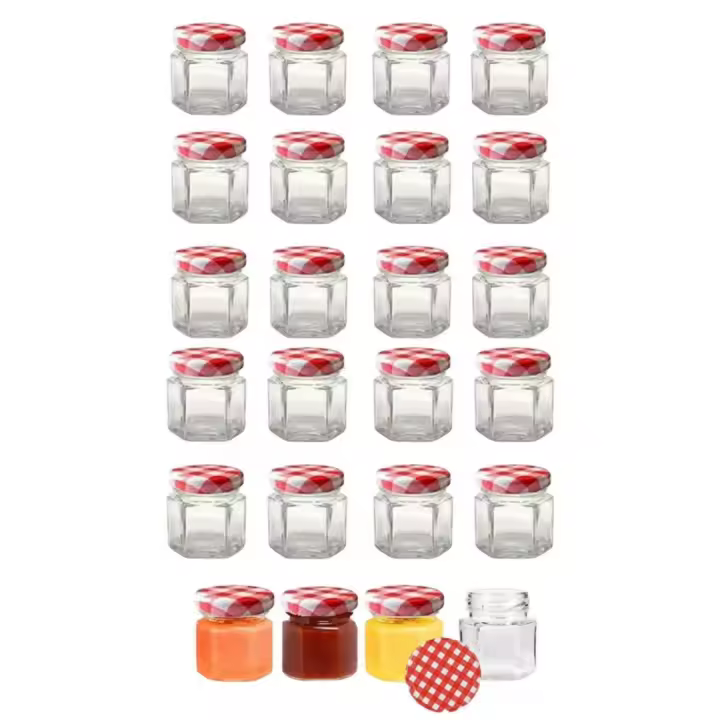 X-Juego de 12/24 Tarros de Vidrio con Tapa, Mini Botes de Cristal Vacíos para Mermeladas, Especias, Miel, Cremas y Conservas, Tarritos de Almacenaje de Cocina, Reutilizables, Pequeños Envases de Cristal Multiusos, Variedad de Tamaños para Elegir - 1
