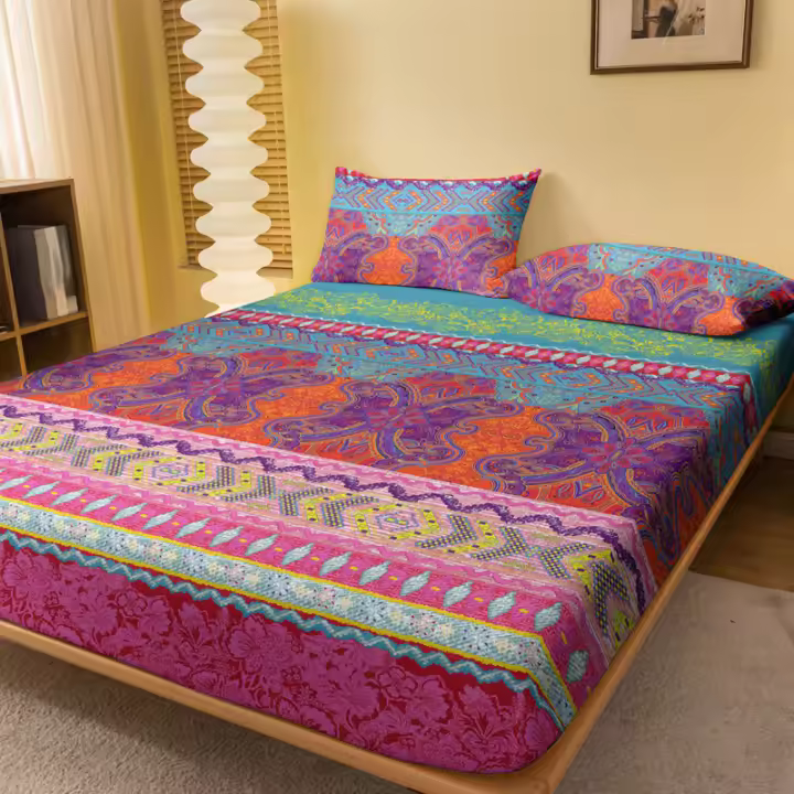 Sábana Ajustada Moderna Y Bohemia Impresa Mate Sin Pillowcases Incluidos Fundas De Almohada No Incluidas Cama Muebles De Dormitorio - 1
