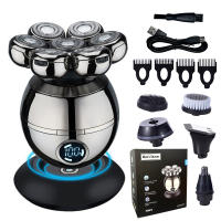 Afeitadora Eléctrica 7D Cabeza De Corte Flotante Recargable Portátil Para Hombre Afeitadora De Barba Con Clipper Rasurador Rotatorio De Acero Inoxidable - details 1