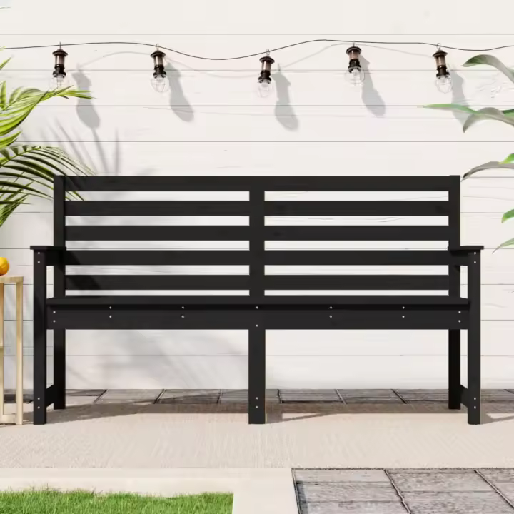vidaXL Banco de jardín madera maciza de pino 159,5x48x91,5 cm en color Pino natural/Pino negro/Pino gris y más - 1