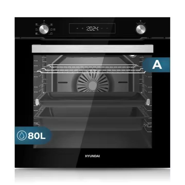 Horno Multifunción Pirolítico HYUNDAI HHMP15800DN 60cm Negro 80L  | Guías Telescópicas, Clase A - 1