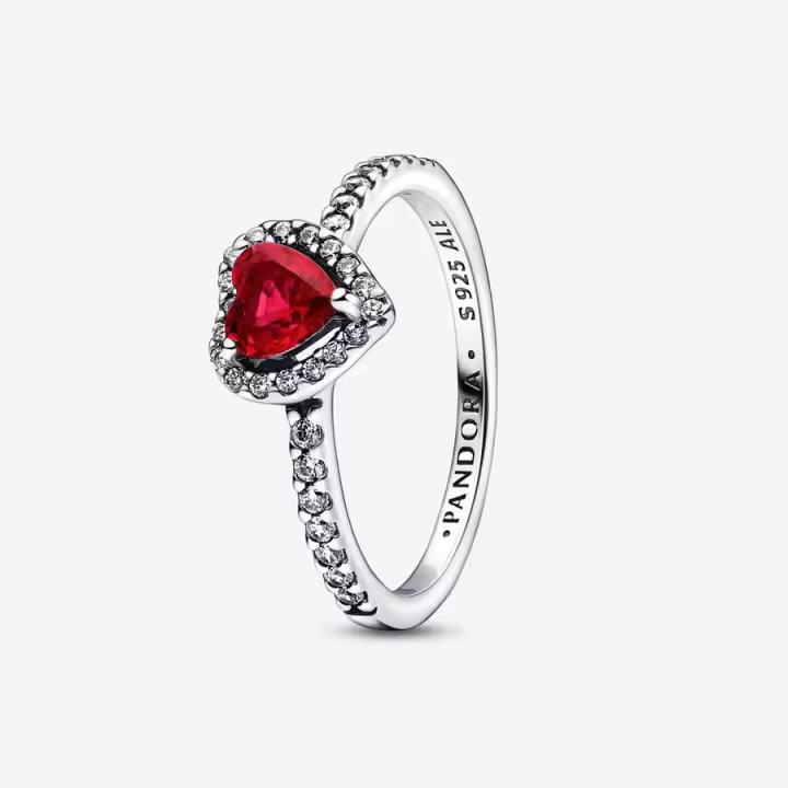 Anillo PANDORA Corazón Rojo Brillante - Corazón Rojo en Relieve - Pandora Timeless - Plata de primera ley - 198421C02 - 1