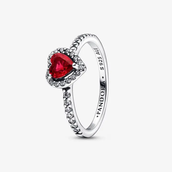 Anillo PANDORA Corazón Rojo Brillante - Corazón Rojo en Relieve - Pandora Timeless - Plata de primera ley - 198421C02 - 1