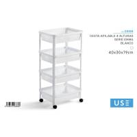 LILI HOME Cesta Apilable con Ruedas - Modelo Emma Tamaño: 4 alturas 40 x 30 x 79 cm / 3 alturas 40 x 30 x 58 cm.  Fabricadas con materiales duraderos y fáciles de limpiar, diseñadas para un uso prolongado. - details 1