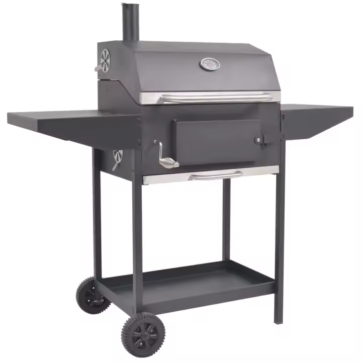 vidaXL Barbacoa Ahumador al carbón con estante inferior negro - 1