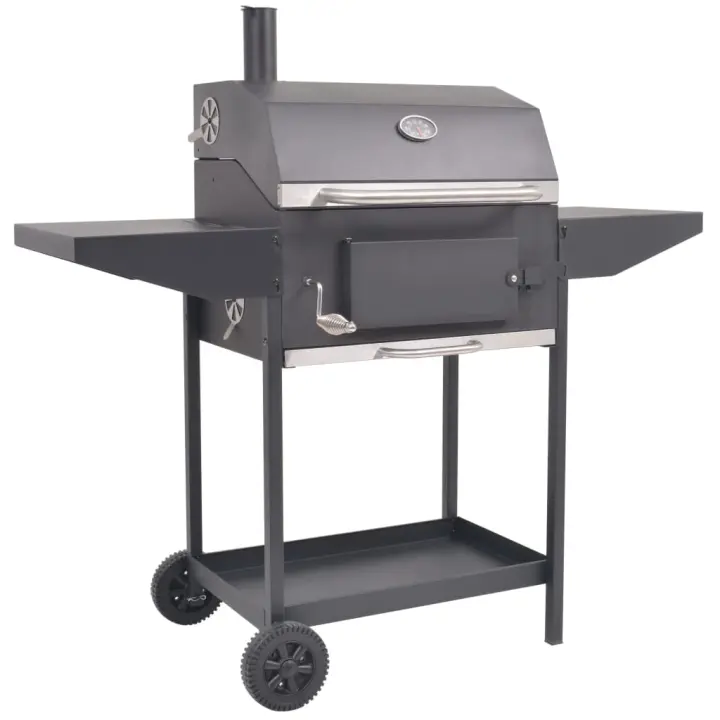 vidaXL Barbacoa Ahumador al carbón con estante inferior negro - 1