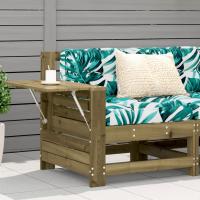 vidaXL Sofá jardín con reposabrazos y cojín madera maciza pino blanco en color Blanco / antracita/Sin tratar/Gris/Sin tratar/Beige y más | acolchados duraderos para sofás de jardín terraza exterior - details 3