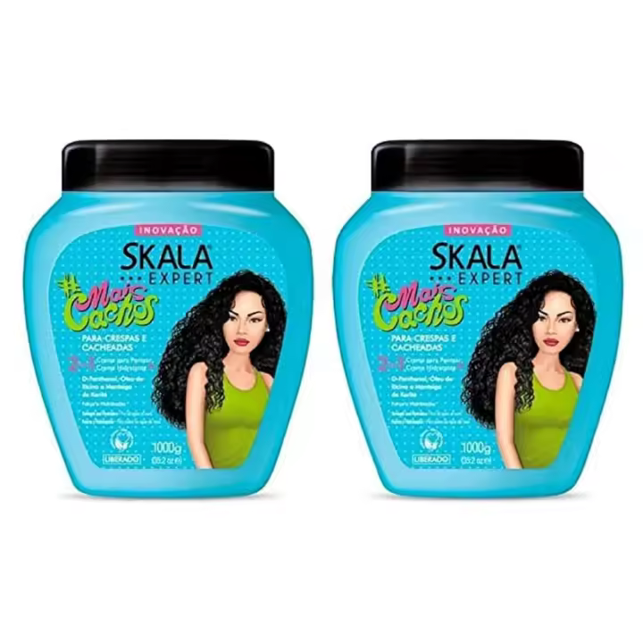 CasaSofia- SKALA Pack de 2 - Mais Cacho 2 en 1, 1000g. co-wash.  Textura 3A, 3B, 3C.  Hidratar rizos, eliminar el encrespamiento, para cabello rizado - Crema de tratamiento acondicionador 2 en 1 y crema para peinar , ideal para rizos. - 1
