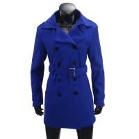 Abrigo De Mujer En Lino Y Lana Doblemente Abrillantado Con Cinturón Y Etiqueta En Hombro Casual Streetwear De Otoño Invierno - details 2