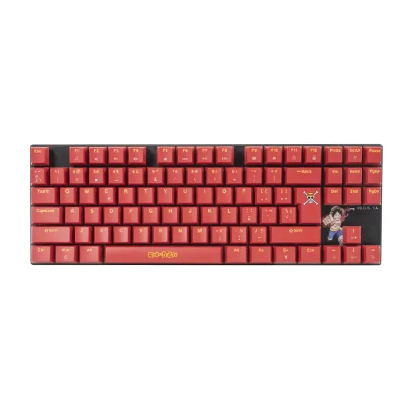 Fr-tec teclado mecanico gaming tkl compacto one piece luffy - retroiluminacion - anti-ghosting - cable trenzado - compatible con pc - color rojo/negro - 1
