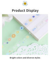 Cinta Decorativa Transparente 5 Rolls Autoadhesiva Impermeable Con Patrón De Margarita Para Decoración Del Hogar Y Manualidades - details 5
