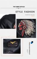 Chaqueta De Cuero Para Motociclista Para Hombre Impermeable Y Resistente Al Viento Con Cuello Erguido Bordado Ajustada Con Cremallera - details 3