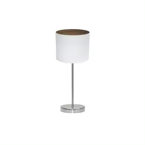 FABRILAMP Lámpara de Mesa Sobremesa Tatiana 1xe14 Niquel/blanco-madera Oscura 42x17x17 Cm - Elegante Diseño - 1