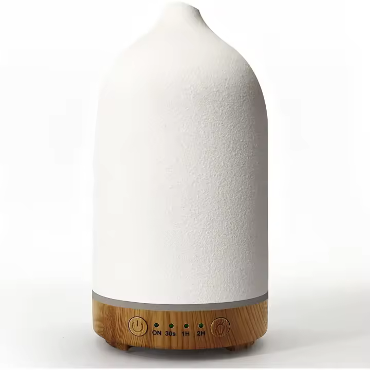 100ml wood grain ceramic short nozzle humidifier colorful white and black ceramic aromatherapy machine ultrasonic essential oil diffuser - 1