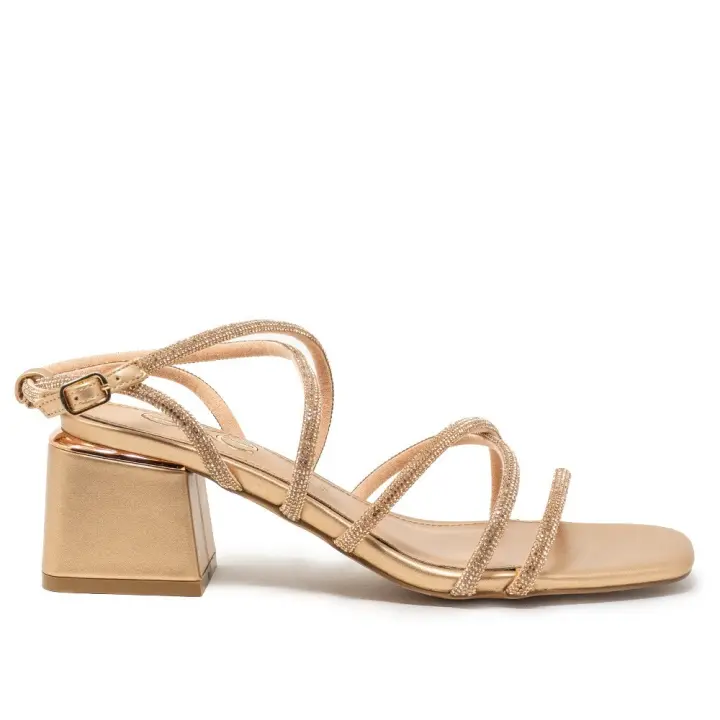 EXE CARMEN-155 Sandalias con tacón mujer 32799 24V SANDALIA TIRAS STRASS PINK GOLD - 1