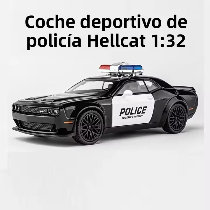 Coche Deportivo De Policía HellCat a Escala 1:32 Modelo De Metal Con Luz Y Sonido Vehículo Diecast Para Juguete Regalos Para Niños - 1