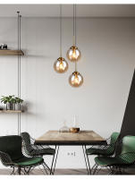 Lámpara Colgante De Vidrio LED Moderna Y Lucrecia Para Sala De Estar Comedor Dormitorio Instalación Por Cable Metálica Creativa - details 8