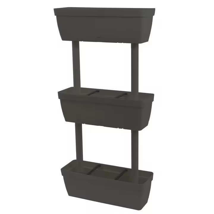 Macetero Vertical Modular de Plástico con Reserva de Agua para Interior y Exterior - 3 Niveles - 1