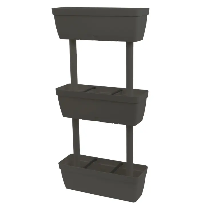 Macetero Vertical Modular de Plástico con Reserva de Agua para Interior y Exterior - 3 Niveles - 1