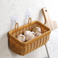 Cesta De Almacenamiento Para Jengibre Y Ajo Montada En La Pared Cesta Colgante De Plástico Tejida Para Cocina Cesta De Rattan Ecológica - details 3