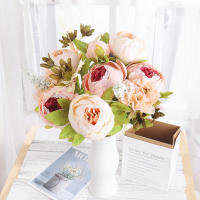 Lujosa Decoración De Flores Artificiales De Seda Peonía 53CM Para Hogar Sala De Estar Vaso Decoración De Boda Centro De Mesa Vintage - details 5