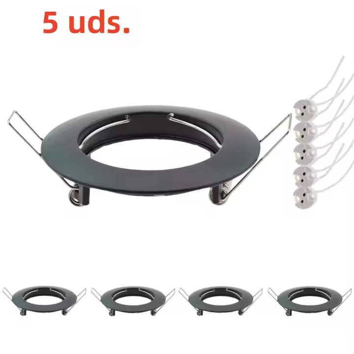 5Pcs Luz De Punto LED Recargada Con Soporte Redondo Y Porta Lámpara MR16 Fijación En Techo 60mm Para Vestíbulo Y Salón - 1