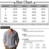 Camisa Casual Para Hombre De Color Sólido Con Capucha Y Cuerda Ajustable De Algodón Y Lino Estilo High Street Top Versátil Para El Día - details 6