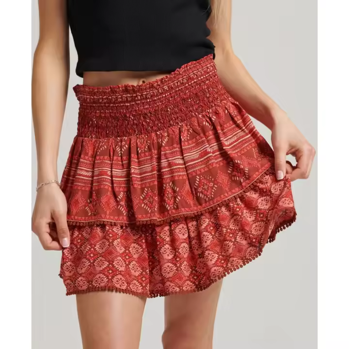 Superdry Falda Vintage Tiered Mini Rojo - 1