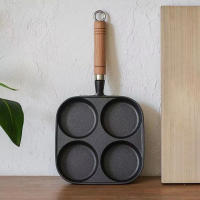 Sartén Antideslizante Con Manija De Madera 3/4/5 Agujeros Para Huevos Tortitas Steaks Y Burgers Herramienta De Cocina Para Desayuno - details 1