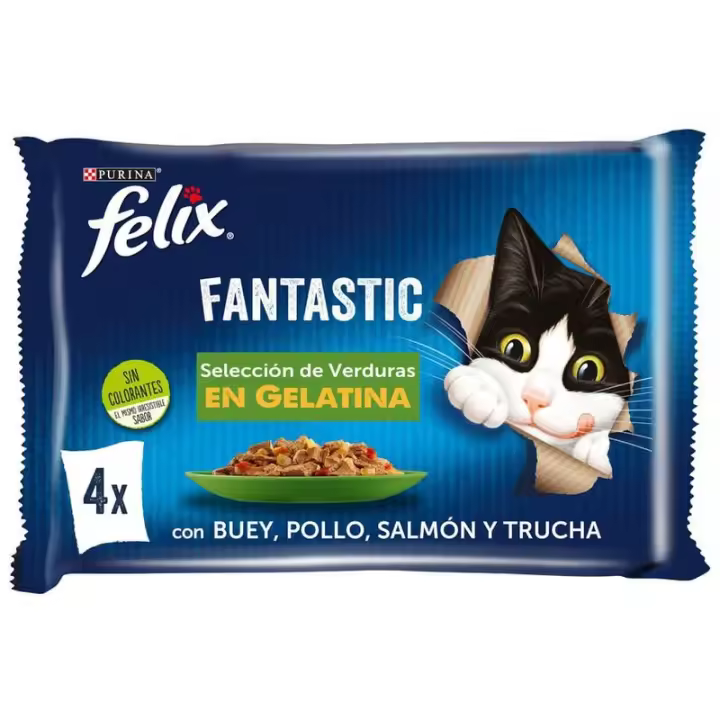 Felix Fantastic Junior Sobres En Gelatina Para Gatitos 4 X 85Gr - 1