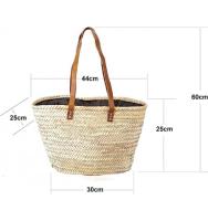 Coshano Cesta bolso bandolero de playa, capazo de palma con asas de piel bolsa de fibras naturales con asas largas - details 1
