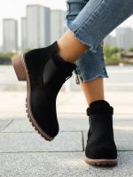 Botas De Mujer De Calidad Superior Con Hebilla 2024 Moda Talla Grande Botines Modernos Punta Redonda Botas Descubiertas Para Venta Caliente Material PU Suela De Goma Tacón Medio Hecho a Mano - details 5
