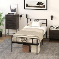 HOMCOM Marco de Cama Individual de Metal 31 cm para Colchón 90x190 cm con Cabecera Forma de Corazón Estructura de Cama con Espacio Bajo de Almacenamiento 95x196x100 cm Negro - details 1