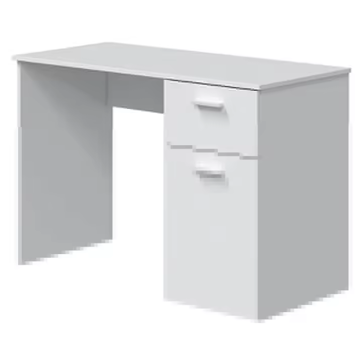 CAMA EXPRESS Mesa escritorio con 1 cajón y 1 puerta, en color blanco artik - 1