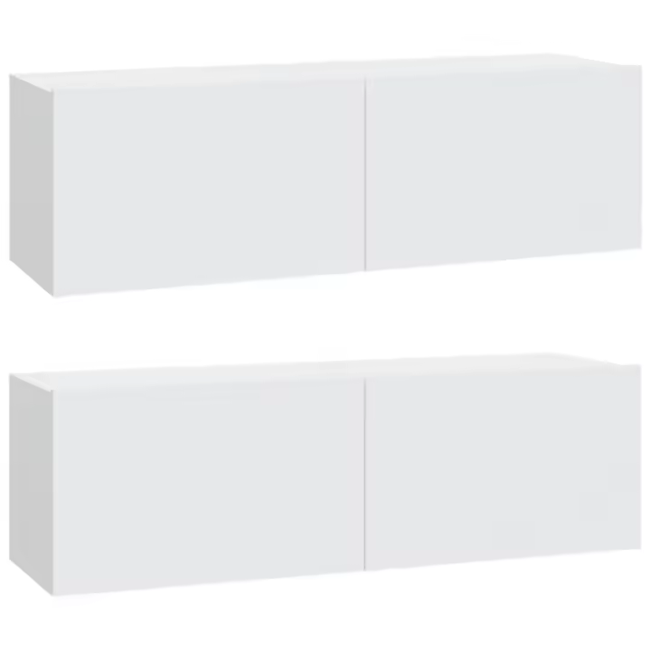 Muebles TV de pared 2 uds madera ingeniería blanco 100x30x30 cm - 1