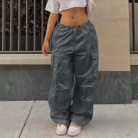 Pantalones Cargo Holgados Y2K Para Mujer Talla Grande Cintura Baja Estilo Streetwear Con Bolsillos Y Cinturón De Poliéster - details 8