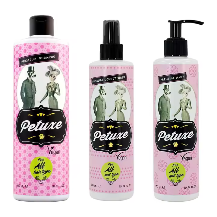 Petuxe Cosmetics Pack Champú, Mascarilla y Acondicionador para Todas las Razas - Cuidado de la Piel de Mascotas - 1