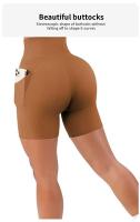 Shorts De Yoga Para Mujer Con Bolsillos 5" Cintura Alta Cross Workout Shorts De Motociclista Para Deportes Material Nylon Y SPANDEX - details 4