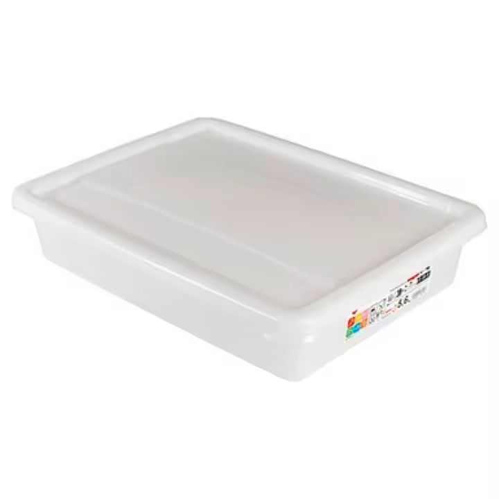 Tradineur - Bandeja frigorífica de almacenamiento con tapa, Nº 4 - HG, plástico, reutilizable, guardar alimentos, fabricada en España (Blanco - 5,6 litros - 38 x 28,4 x 7,5 cm ) - 1