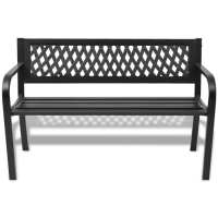 vidaXL Banco de jardín de acero negro 118 cm - details 1