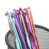 8pcs Gancho De Crochet De Metal Ergonómico En Colores Aleatorios Agujas De Yarn Para DIY Ropa Gancho De Aluminio Colorido - details 1