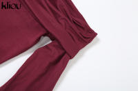 Vestido De Hombros Descubiertos Kliou Para Mujer Estilo Clásico De Calle Alta Manga Completa Hueco Vestido Delgado Sencillo Elegante De Fibra Sintética - details 5