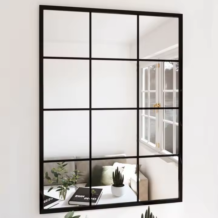 Espejo de pared metal negro 80x60 cm - 1