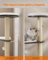 Torre para Gatos de 165 cm con 5 Postes Rascadores, Cojines Lavables, Plataforma y Cueva, Mueble de Interior para Gatos, Gris Niebla - details 3