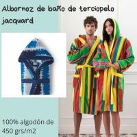 QUALITY TOWELS. ALBORNOZ de BAÑO UNISEX  con capucha y cinturón extraíble de terciopelo jacquard tejido 100% algodón de 500 grs/m2. Diferentes tallas y modelos a elegir. - details 0